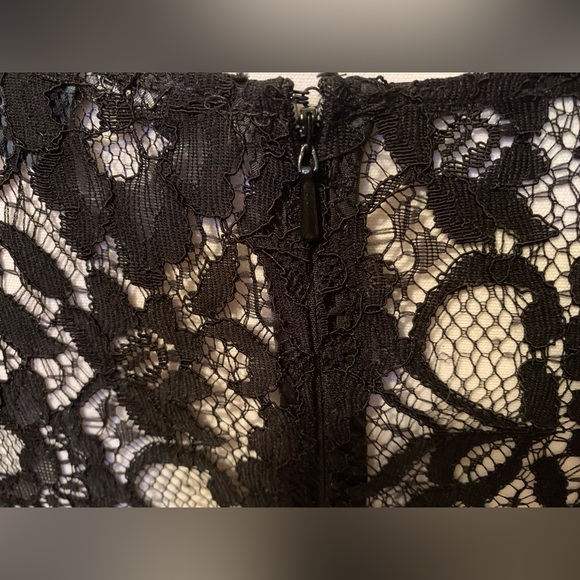 NWT Black Lace 4 Pencil French Connection LBD Lined Purple Acai 3/4 Slv Dress - Picture 5 of 14